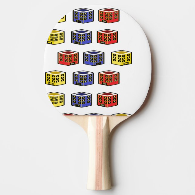 Pala De Ping Pong edificios multicolor (Anverso)
