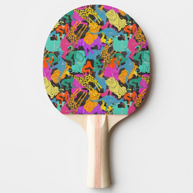 Pala De Ping Pong El animal retro siluetea el modelo (Anverso)