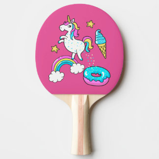 Pala De Ping Pong El arco iris pooping del unicornio divertido