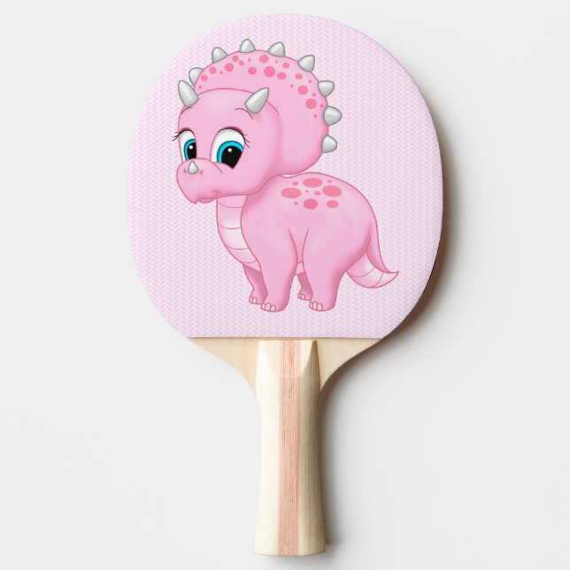 Pala De Ping Pong El bebé rosado triceratops dinosaurio (Anverso)