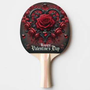 Pala De Ping Pong El día de San Valentín de rosas rojas góticas