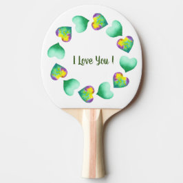 Pala De Ping Pong El día de San Valentín Verde Romántico de color de