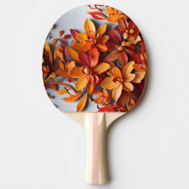 Pala De Ping Pong El diseño de patrón floral naranja
