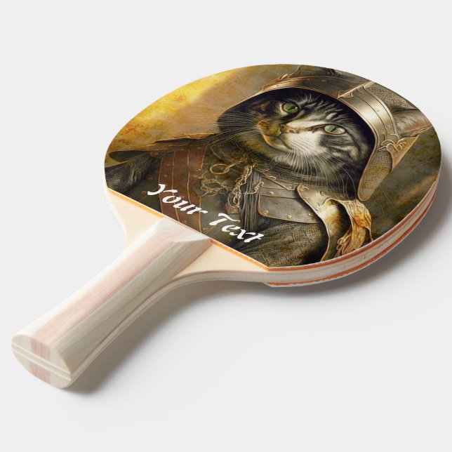 Pala De Ping Pong El gato Samurai. Personalizar. (Ángulo trasero)