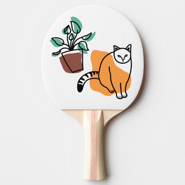 Pala De Ping Pong El gato y la planta (Anverso)