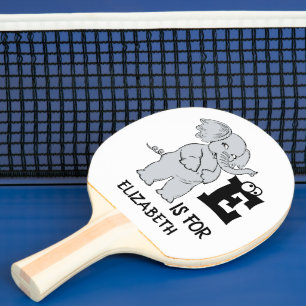 Pala De Ping Pong El monograma E de personalizado es para elefante d