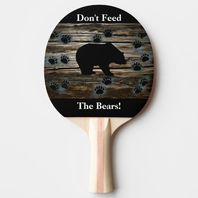 Pala De Ping Pong El oso negro traza madera rústica (Anverso)
