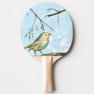 Pala De Ping Pong El pequeño pájaro amarillo se encaramó en una rama
