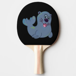 Pala De Ping Pong El Sello De Tela En El Carácter Del Logo De La Mas
