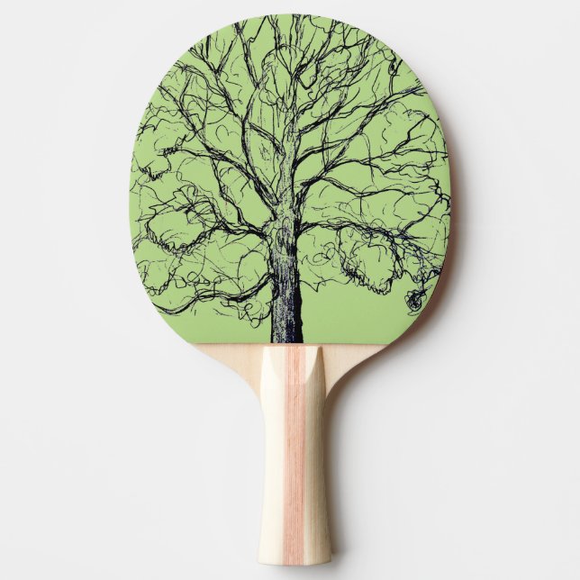 Pala De Ping Pong El verde bosquejó la paleta del árbol (Anverso)