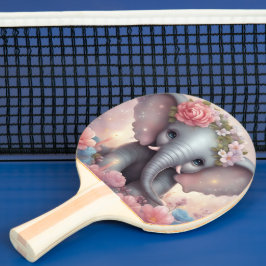 Pala De Ping Pong Elefante bebé adorable con flores