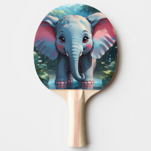 Pala De Ping Pong Elefante lindo en la lluvia