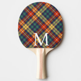 Pala De Ping Pong Elegant blue & orang tartan plaid Monogram