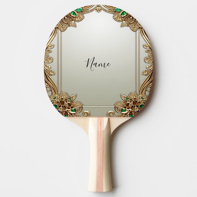 Pala De Ping Pong Elegant Gold Ornate Ping Pong Paddle (Anverso)