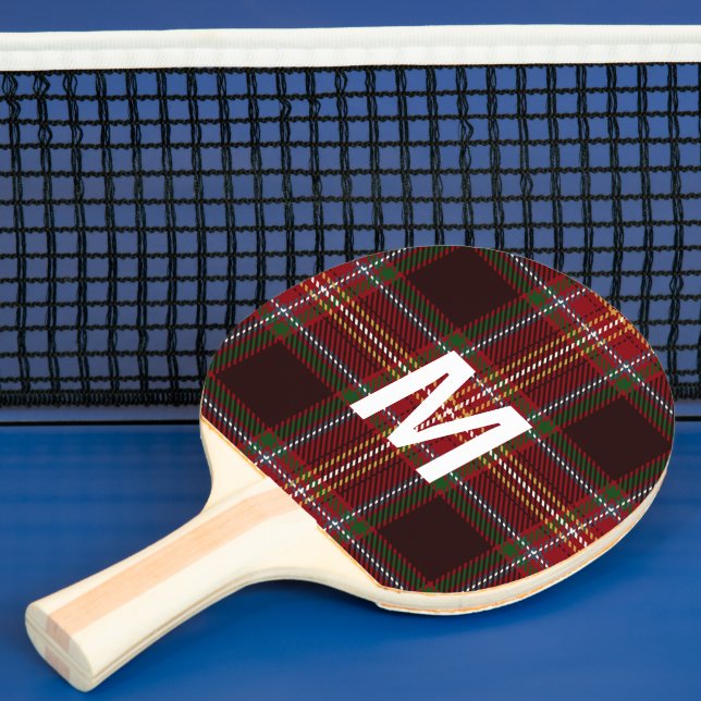 Pala De Ping Pong Elegant green & red tartan plaid Personalized  (in situ)