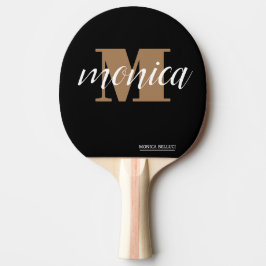 Pala De Ping Pong Elegant Monogram Black Gold Script minimal