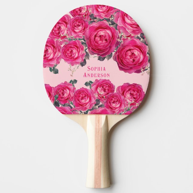 Pala De Ping Pong Elegante Bouquet de Rosas personalizado (Anverso)