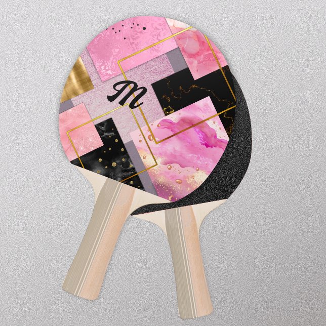 Pala De Ping Pong Elegante burrito Purpurina negro geométrico (Subido por el creador)
