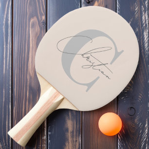 Pala De Ping Pong Elegante Castillo de Arena con Monograma Modernist