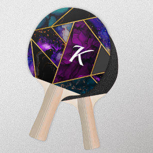 Pala De Ping Pong Elegante color púrpura falso purpurina turquesa ge