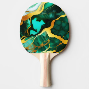 Pala De Ping Pong Elegante color verde oscuro dorado amarillo Faux M