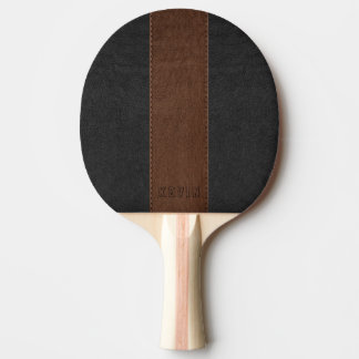 Pala De Ping Pong Elegante cuero de color negro y marrón