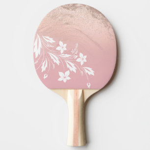 Pala De Ping Pong Elegante degradado moderno rosa purpurina dorado f