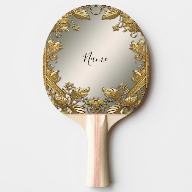 Pala De Ping Pong Elegante dorado decorativo Ping Pong Paddle (Anverso)