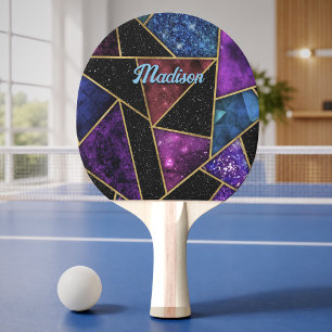 Pala De Ping Pong Elegante geométrico femenino rojo púrpura