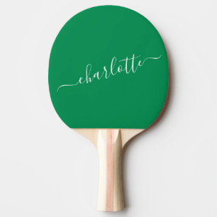 Pala De Ping Pong Elegante Kelly Green Script Name Personalizado