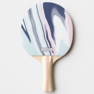 Pala De Ping Pong Elegante mármol blanco rosa azul blanco