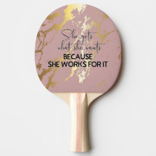 Pala De Ping Pong Elegante Mármol Líquido Blanco Rosa