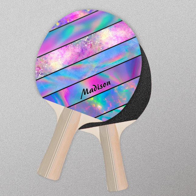 Pala De Ping Pong Elegante moda holográfica rosa azul (Subido por el creador)