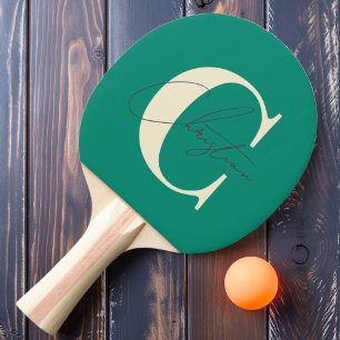 Pala De Ping Pong Elegante Monograma de mediados de siglo Brisa de p