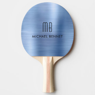 Pala De Ping Pong Elegante Monograma metálico cepillado de imitación