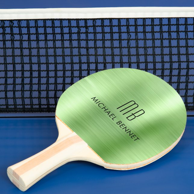 Pala De Ping Pong Elegante Monograma Verde (in situ)