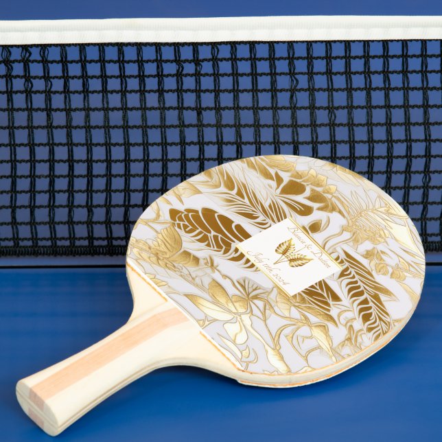 Pala De Ping Pong Elegante Monstruo dorado monogramado dorado (in situ)