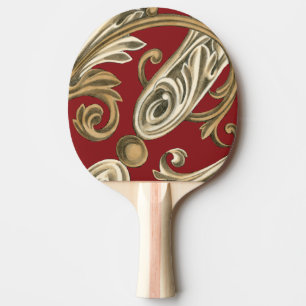 Pala De Ping Pong Elegante Motif Botánico con Tan Foliage