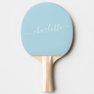 Pala De Ping Pong Elegante nombre con letra cursiva azul claro perso