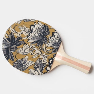 Pala De Ping Pong Elegante patrón floral en blanco y negro sobre fon