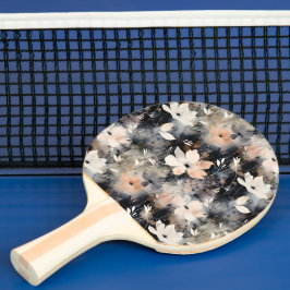Pala De Ping Pong Elegante patrón floral suave con monograma