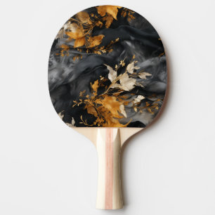 Pala De Ping Pong Elegante Patrón Repetidor Floral de Oro Blanco Bla