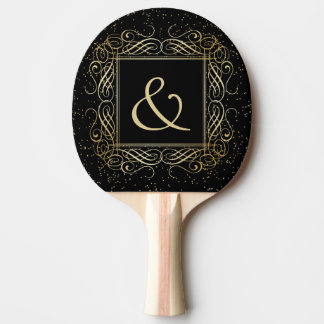Pala De Ping Pong Elegante Relieve metalizado dorado Aspecto guión g