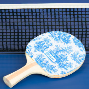 Pala De Ping Pong Elegante toile azul turquesa vintage de jouy