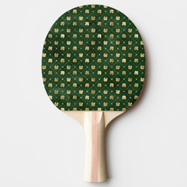 Pala De Ping Pong Elegante trébol de oro verde  (Anverso)