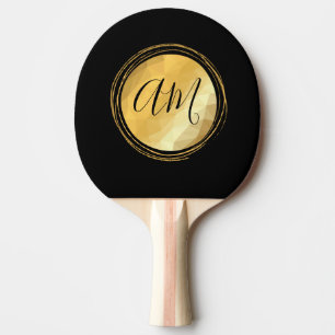 Pala De Ping Pong Elegantes letras iniciales metálicas doradas