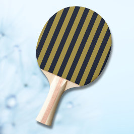 Pala De Ping Pong Elegantes rayas verticales doradas y azul marino