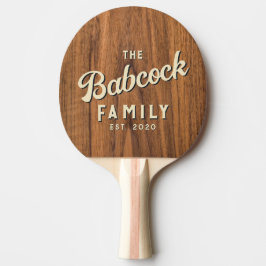Pala De Ping Pong Elm Wood Retro Family Name & Year
