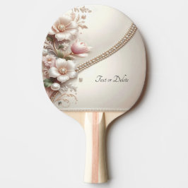 Pala De Ping Pong Embellishments Florales y de Perla Paleta de Ping 