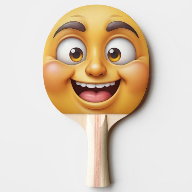 Pala De Ping Pong emoji Amarilla 3D Feliz/Angry (Reverso)